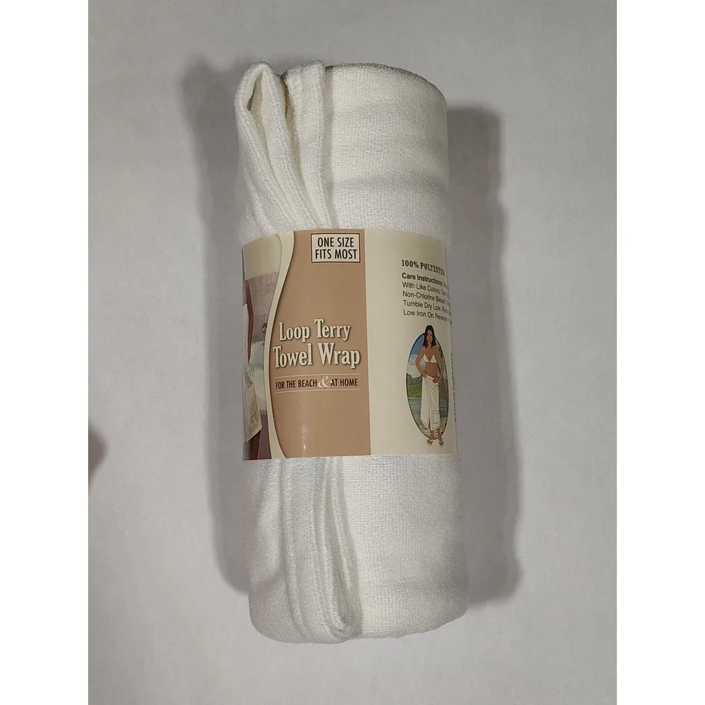 Blue Star Clothing Company White Loop Terry Towel Wrap One Size Fits Most Spa